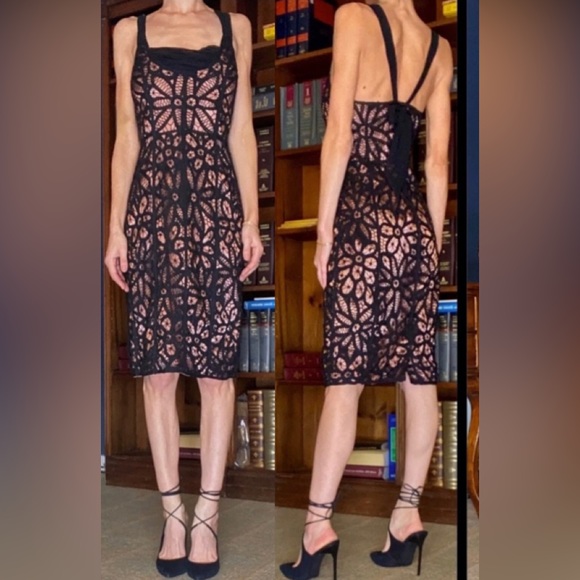 Vintage 90s Y2K Betsey Johnson Silk Crochet Dress - Picture 2 of 9